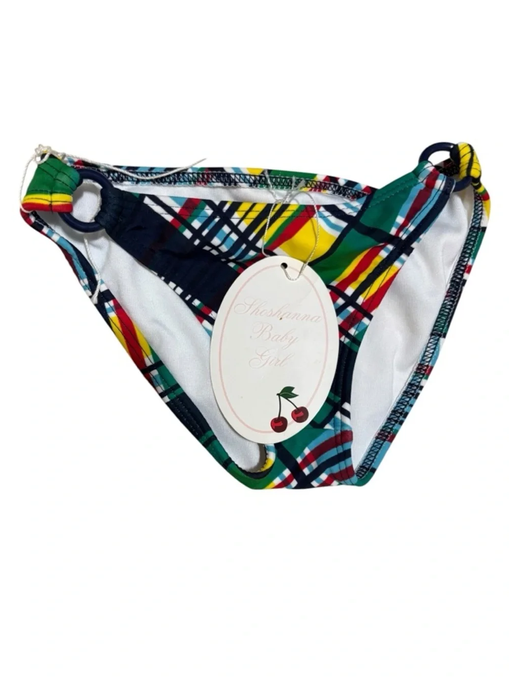 SHOSHANNA KIDS PLAID RING HALTER BIKINI Baby Girl Tropical Plaid Swim set.